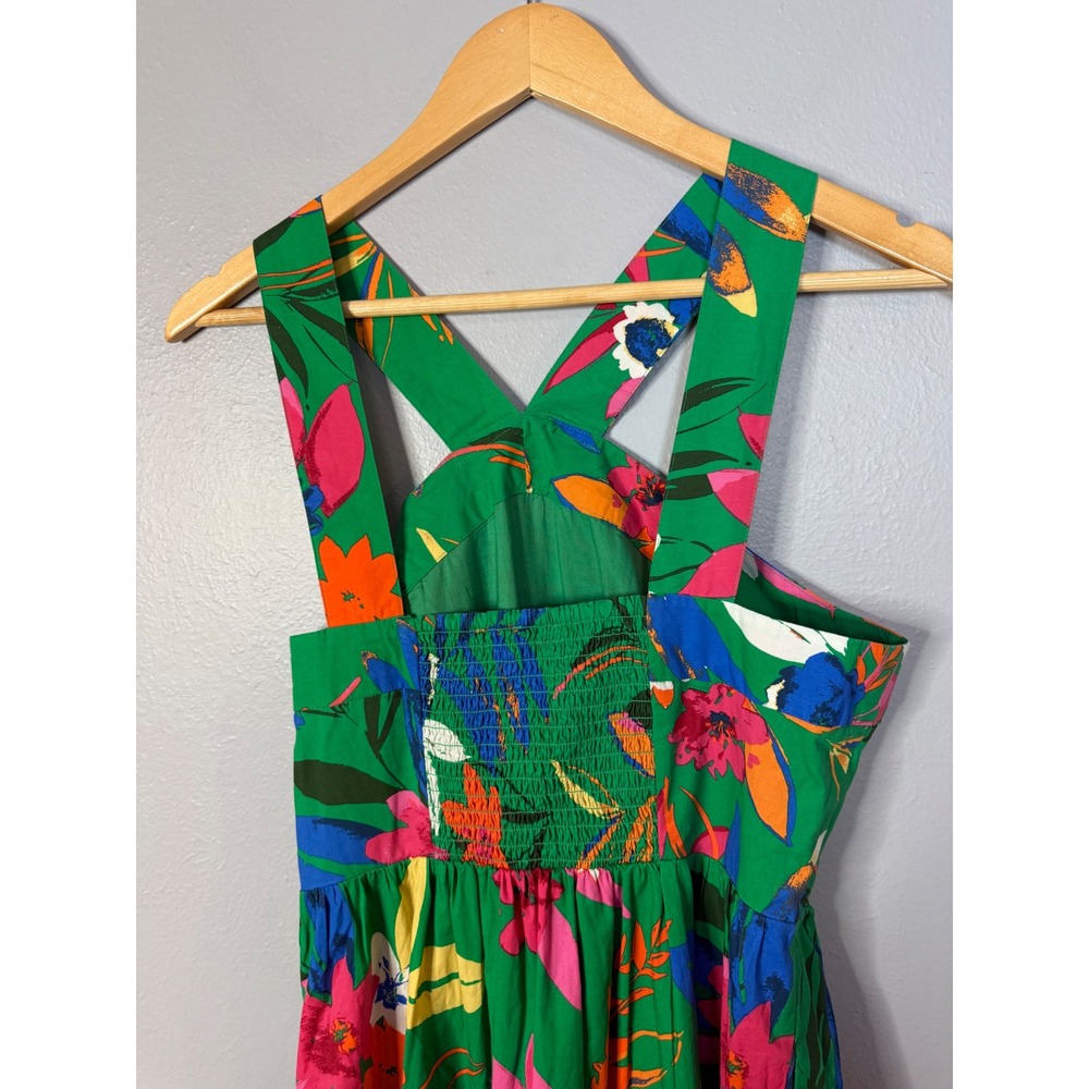 J. Crew Factory Green Floral Tiered Midi Dress - Picture 7 of 10